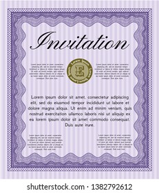 Violet Retro invitation template. Complex background. Cordial design. Customizable, Easy to edit and change colors. 