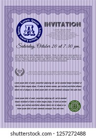 Violet Retro invitation template. Cordial design. Customizable, Easy to edit and change colors. With quality background. 