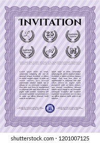 Violet Retro invitation template. Customizable, Easy to edit and change colors. With background. Superior design. 
