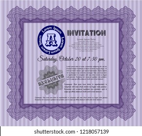 Violet Retro invitation template. Customizable, Easy to edit and change colors. With linear background. Lovely design. 