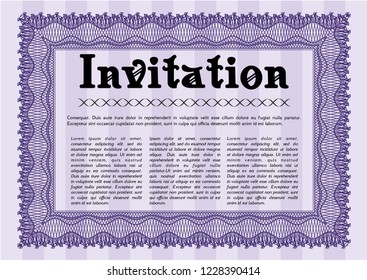 Violet Retro invitation template. Customizable, Easy to edit and change colors. Printer friendly. Nice design. 