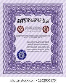 Violet Retro invitation template. Customizable, Easy to edit and change colors. With complex background. Perfect design. 