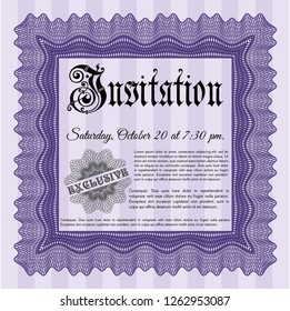 Violet Retro invitation template. Customizable, Easy to edit and change colors. With quality background. Superior design. 