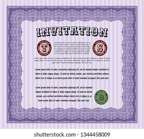 Violet Retro invitation template. Customizable, Easy to edit and change colors. With quality background. Excellent design. 