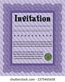 Violet Retro invitation template. Customizable, Easy to edit and change colors. Easy to print. Elegant design. 