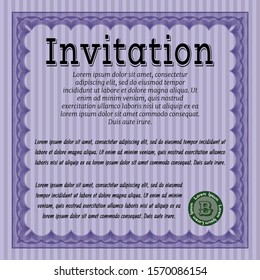 Violet Retro invitation template. Customizable, Easy to edit and change colors. With background. Perfect design. 