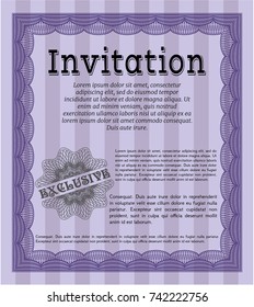 Violet Retro invitation template. Customizable, Easy to edit and change colors. With complex background. Elegant design. 