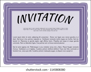 Violet Retro invitation template. Retro design. Customizable, Easy to edit and change colors. With background. 