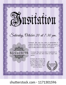 Violet Retro invitation template. Retro design. Complex background. Customizable, Easy to edit and change colors. 