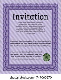 Violet Retro invitation template. Retro design. Vector illustration. Complex background. 