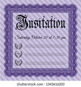 Violet Retro invitation template. Detailed. With quality background. Beauty design. 