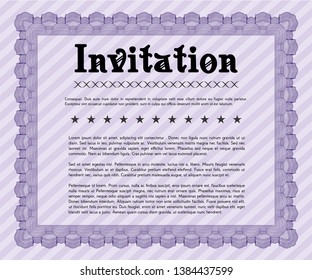 Violet Retro invitation template. Detailed. Printer friendly. Perfect design. 