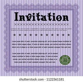 Violet Retro invitation template. Easy to print. Customizable, Easy to edit and change colors. Modern design. 