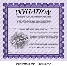 Violet Retro invitation template. Easy to print. Nice design. Vector illustration. 