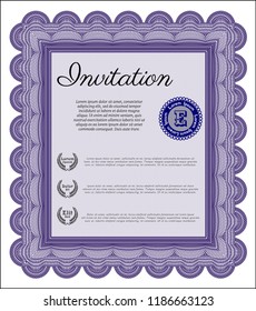 Violet Retro invitation template. Easy to print. Superior design. Customizable, Easy to edit and change colors. 