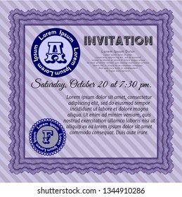 Violet Retro invitation template. Easy to print. Customizable, Easy to edit and change colors. Superior design. 