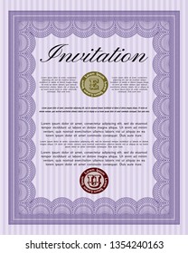 Violet Retro invitation template. Easy to print. Detailed. Perfect design. 