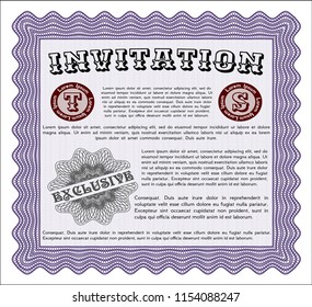 Violet Retro invitation template. Elegant design. With linear background. Vector illustration. 