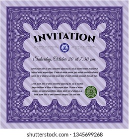 Violet Retro invitation template. Elegant design. Printer friendly. Customizable, Easy to edit and change colors. 
