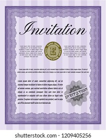 Violet Retro invitation template. Excellent design. With quality background. Detailed. 