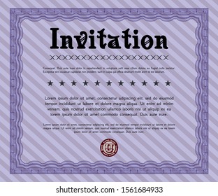 Violet Retro invitation template. Excellent design. Complex background. Vector illustration. 