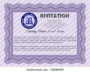 Violet Retro invitation template. Excellent design. With quality background. Vector illustration. 
