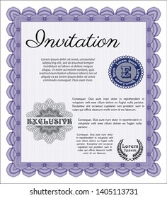 Violet Retro invitation template. Good design. Customizable, Easy to edit and change colors. Easy to print. 