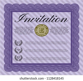 Violet Retro invitation template. With linear background. Customizable, Easy to edit and change colors. Money design. 