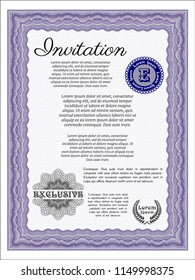 Violet Retro invitation template. With linear background. Customizable, Easy to edit and change colors. Beauty design. 