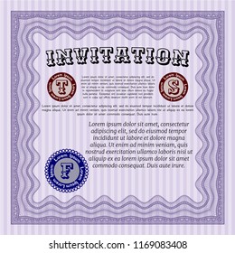 Violet Retro invitation template. With linear background. Customizable, Easy to edit and change colors. Lovely design. 
