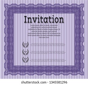 Violet Retro invitation template. With linear background. Nice design. Customizable, Easy to edit and change colors. 