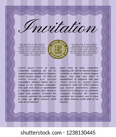 Violet Retro invitation template. Lovely design. With complex background. Vector illustration. 