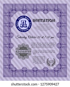 Violet Retro invitation template. Lovely design. Printer friendly. Customizable, Easy to edit and change colors. 