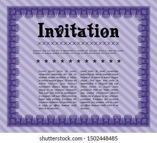 Violet Retro invitation template. Lovely design. Complex background. Customizable, Easy to edit and change colors. 