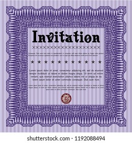 Violet Retro invitation template. Modern design. Printer friendly. Vector illustration. 