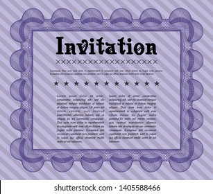 Violet Retro invitation template. Modern design. Customizable, Easy to edit and change colors. With background. 