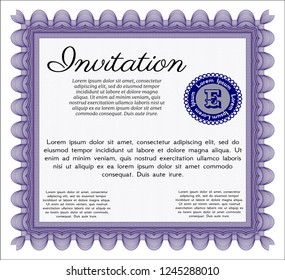 Violet Retro invitation template. Money Pattern design. Vector illustration. With quality background. 