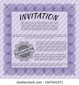 Violet Retro invitation template. Money design. Customizable, Easy to edit and change colors. Complex background. 