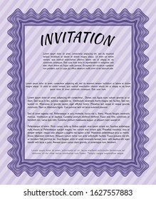 Violet Retro invitation template. Money design. With guilloche pattern and background. Customizable, Easy to edit and change colors. 