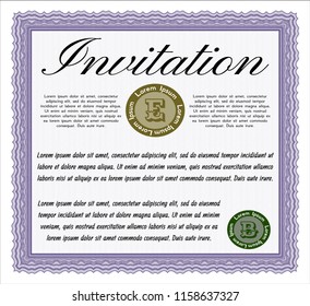 Violet Retro invitation template. Nice design. With background. Vector illustration. 