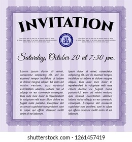 Violet Retro invitation template. Nice design. Vector illustration. Complex background. 
