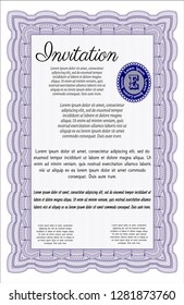 Violet Retro invitation template. Nice design. Complex background. Vector illustration. 
