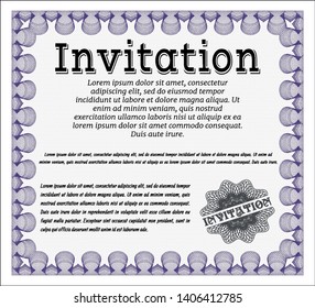 Violet Retro invitation template. Nice design. Detailed. With background. 