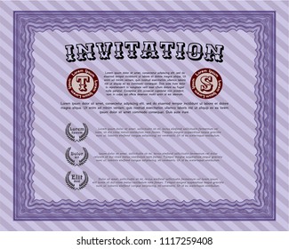 Violet Retro invitation template. Perfect design. With linear background. Customizable, Easy to edit and change colors. 