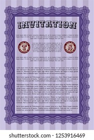 Violet Retro invitation template. Perfect design. Customizable, Easy to edit and change colors. Printer friendly. 