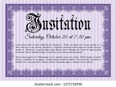 Violet Retro invitation template. Perfect design. With background. Vector illustration. 