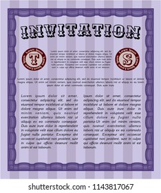 Violet Retro invitation template. Printer friendly. Good design. Customizable, Easy to edit and change colors. 