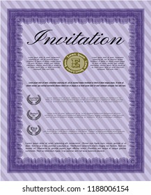 Violet Retro invitation template. With quality background. Money design. Vector illustration. 