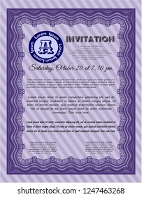 Violet Retro invitation template. With quality background. Sophisticated design. Customizable, Easy to edit and change colors. 