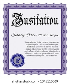 Violet Retro invitation template. With quality background. Vector illustration. Modern design. 